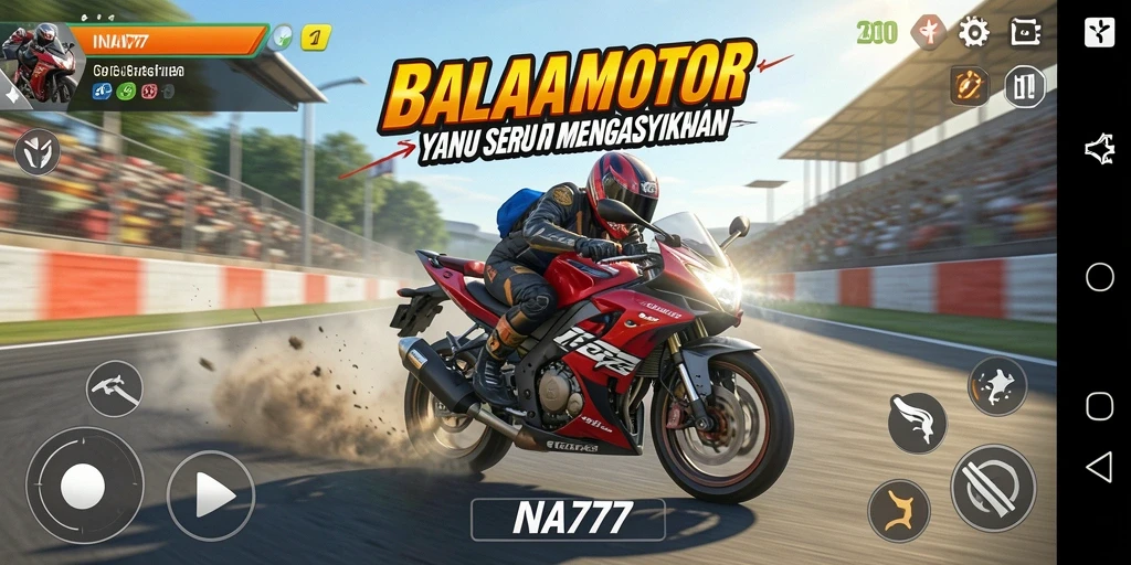 Tampilan seru gameplay balapan motor di INA777.