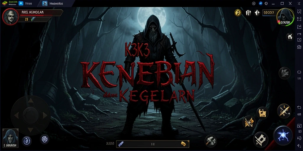 Screenshot gameplay K3K3 dengan suasana Horror yang mencekam.