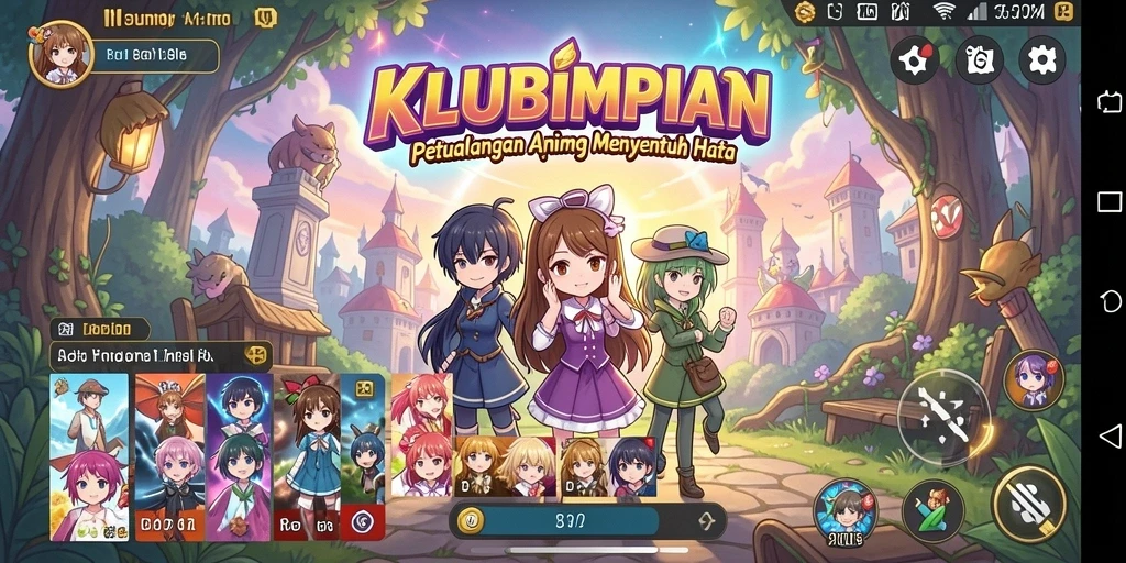 Tampilan gameplay KLUBIMPIAN yang penuh aksi dan warna.