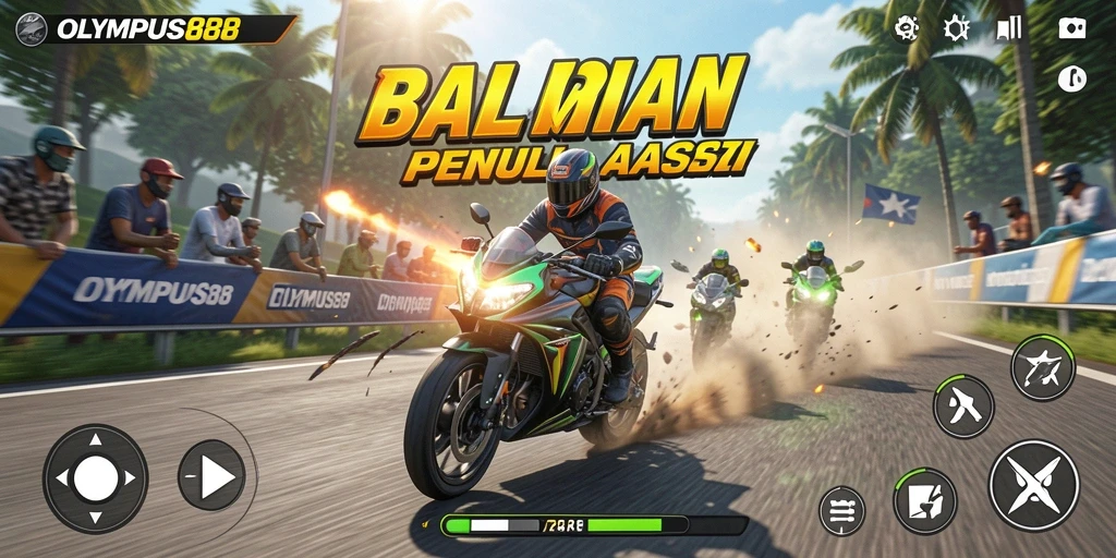 Tampilan balapan motor yang seru dan mendebarkan.