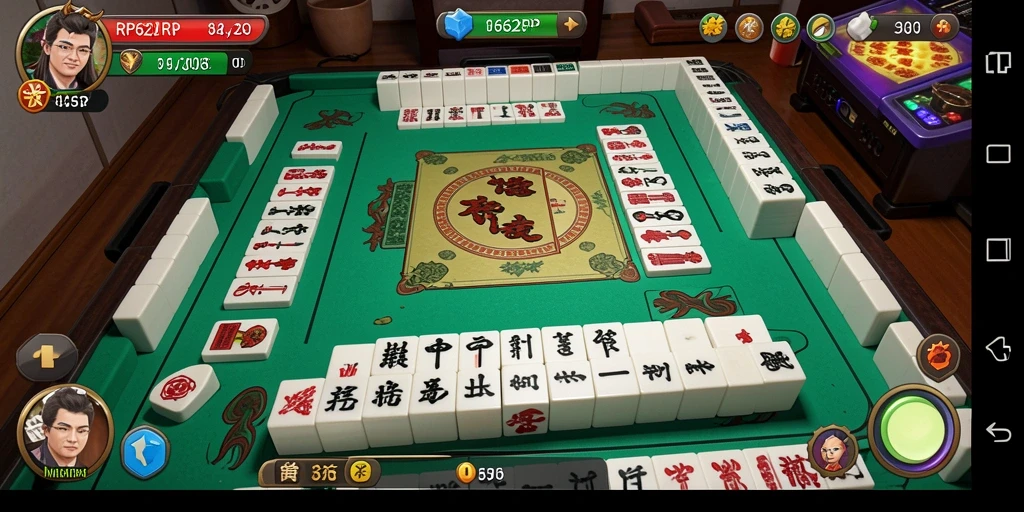 Gambar gameplay RP62RP yang menampilkan strategi Mahjong yang menarik.