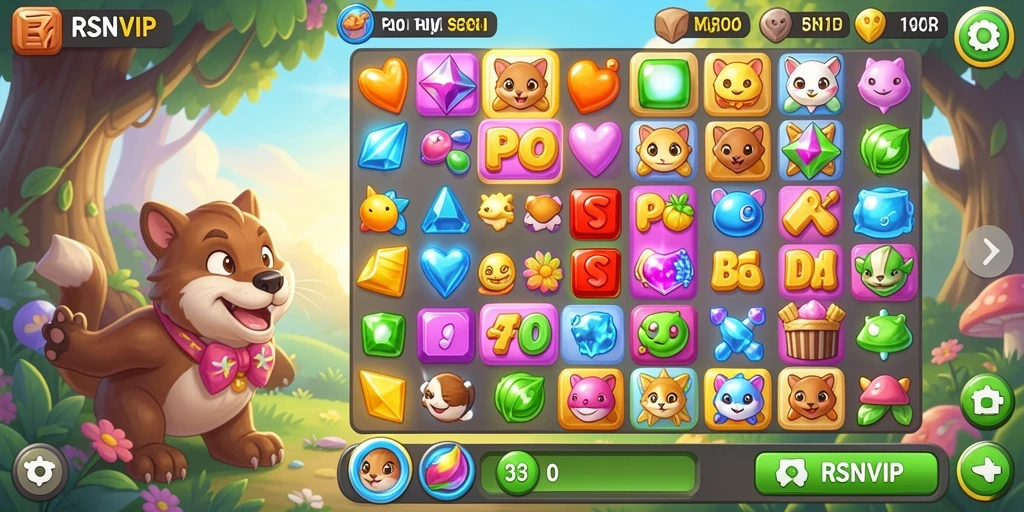 Screenshot gameplay RSNVIP yang menarik di level Match-3.