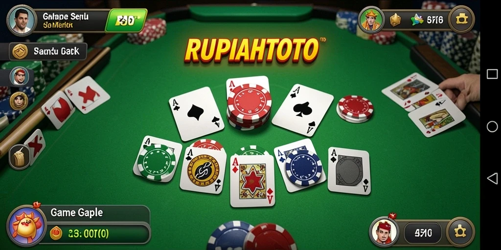 Screenshot RUPIAHTOTO menunjukkan gameplay Gaple yang menarik dan seru.