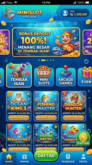 Screenshot dari fitur unggulan dalam aplikasi minislot.